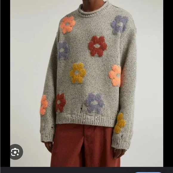Acne Studios Grey Flower Sweater Size L